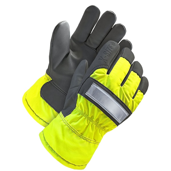 Bdg Lined Grain Goatskin Fitter W/ Safety Cuff, Goatskin Palm, Gray/Yellow, L 40-9-1800-L - main